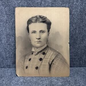 Victorian Era 1860s/70s HUGE (CDV) Photo Portrait Of Woman In Dress (15” x 11”)